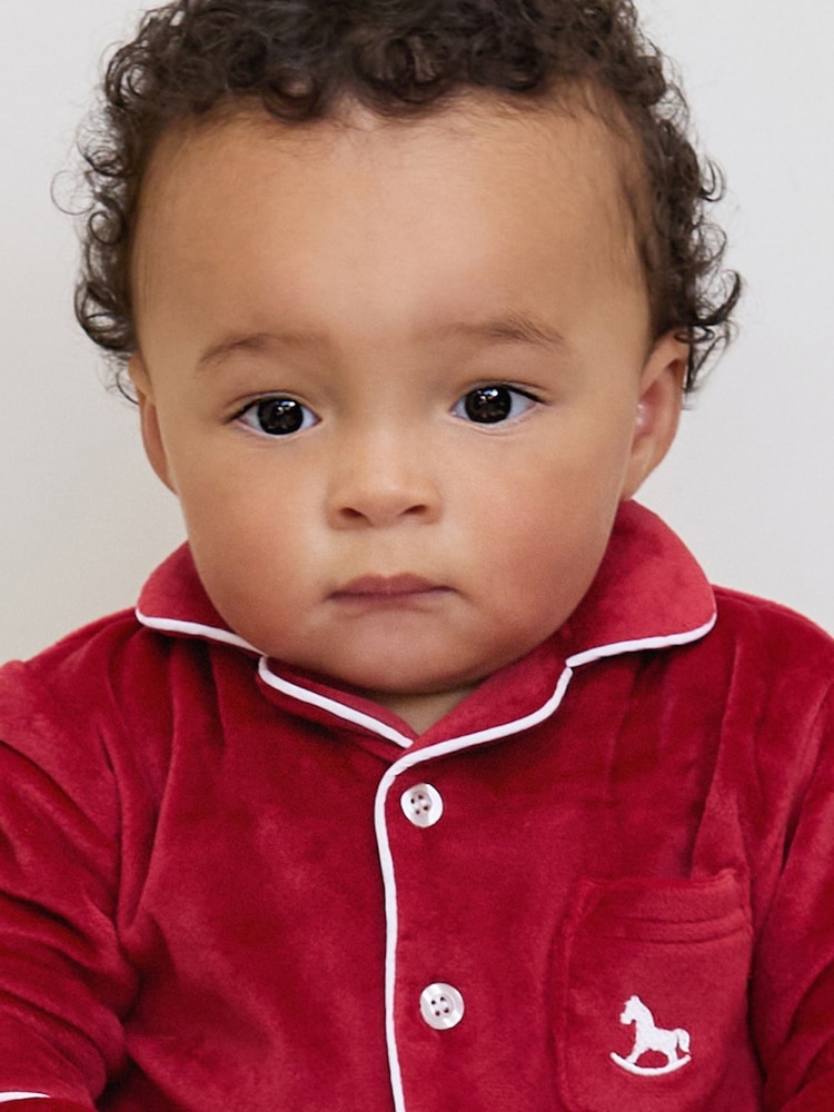 The Little Tailor Baby Luxury Soft Touch Velour Christmas Onsie Rompersuit - Image 2 of 5