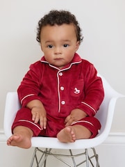 The Little Tailor Baby Luxury Soft Touch Velour Christmas Onsie Rompersuit - Image 3 of 5