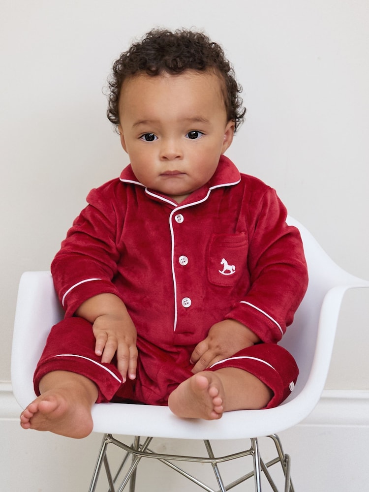 The Little Tailor Baby Luxury Soft Touch Velour Christmas Onsie Rompersuit - Image 3 of 5
