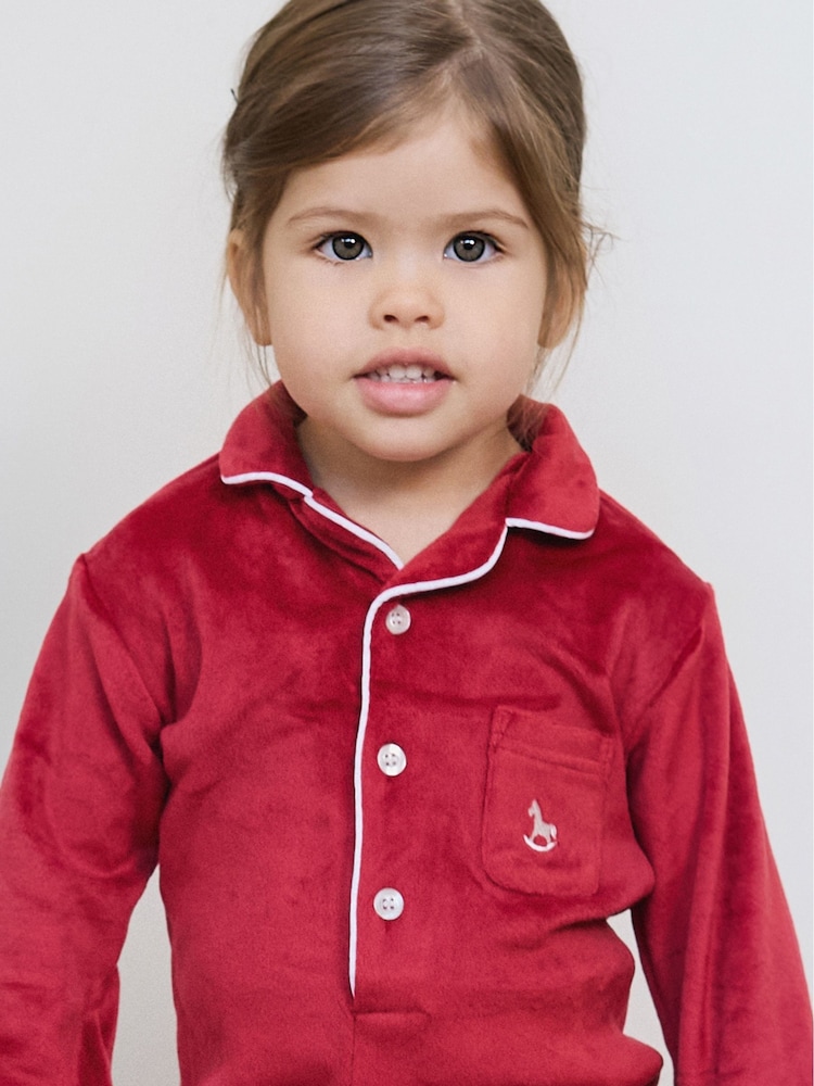The Little Tailor Baby Luxury Soft Touch Velour Christmas Onsie Rompersuit - Image 4 of 5