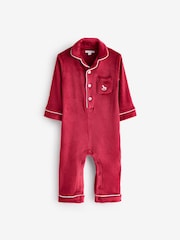 The Little Tailor Baby Luxury Soft Touch Velour Christmas Onsie Rompersuit - Image 5 of 5