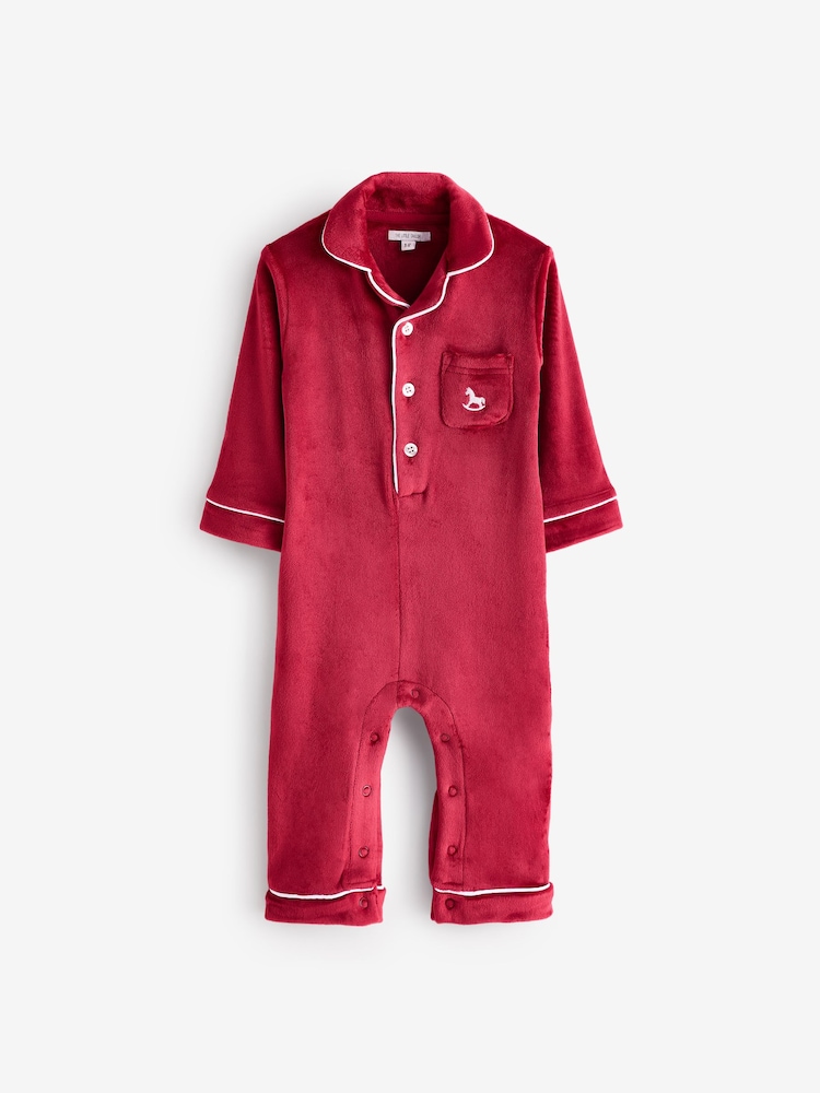 The Little Tailor Baby Luxury Soft Touch Velour Christmas Onsie Rompersuit - Image 5 of 5