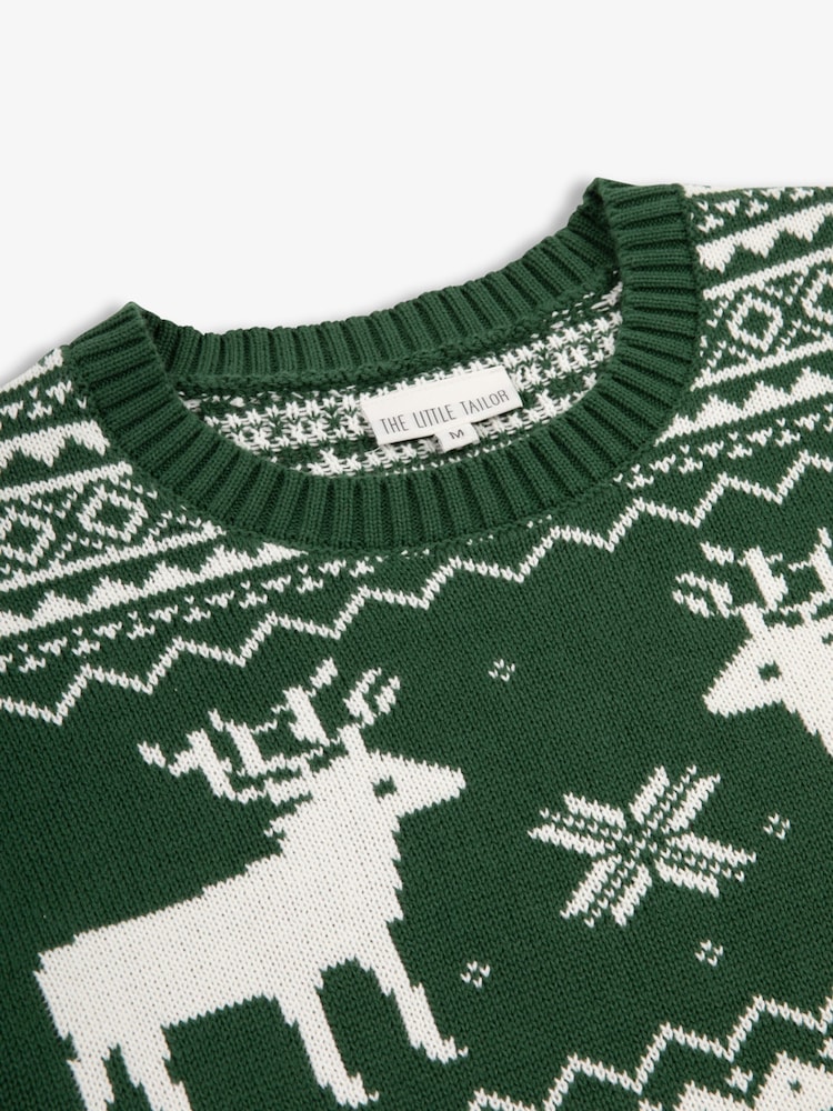 The Little Tailor Womens Christmas 100% Cotton Reindeer Fairisle Pattern Jumper - Image 4 of 5