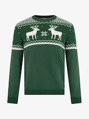 The Little Tailor Mens Christmas 100% Cotton Reindeer Fairisle Pattern Jumper - Image 4 of 7