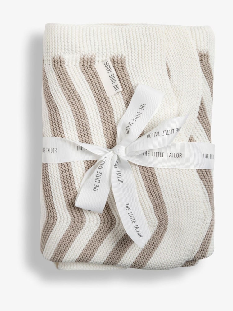 The Little Tailor Baby Chevron Design 100% Cotton Knitted Shawl - Image 1 of 7
