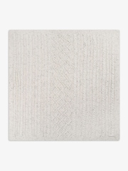 The Little Tailor Baby Fisherman Cable 100% Cotton Knitted White Blanket - Image 2 of 3