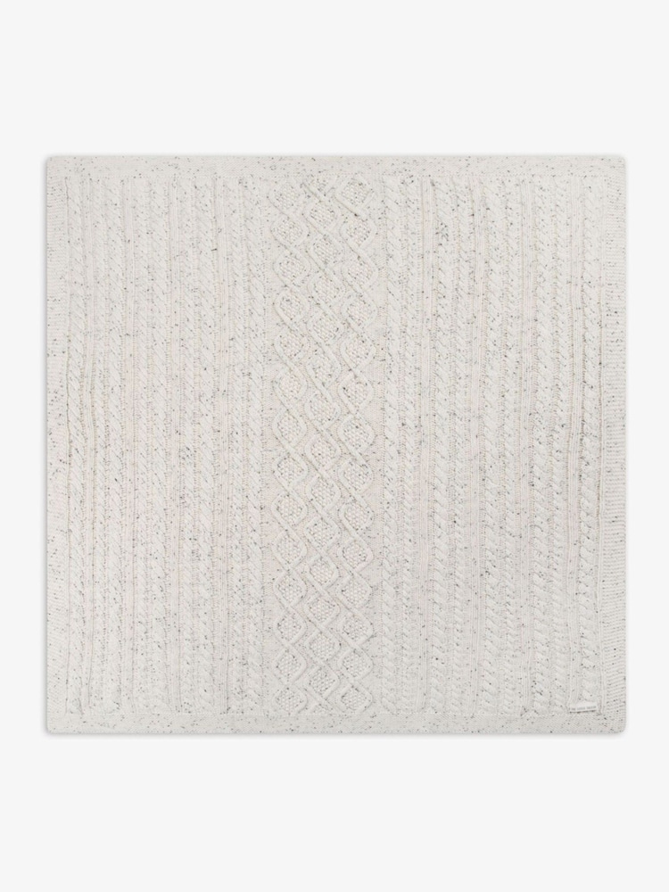 The Little Tailor Baby Fisherman Cable 100% Cotton Knitted White Blanket - Image 2 of 3