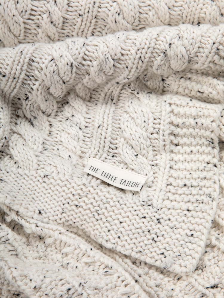 The Little Tailor Baby Fisherman Cable 100% Cotton Knitted White Blanket - Image 3 of 3
