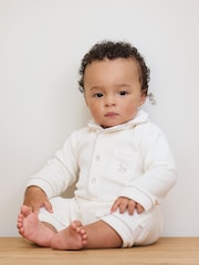 The Little Tailor Baby Luxury Soft Touch Velour Christmas Onsie Rompersuit - Image 1 of 3