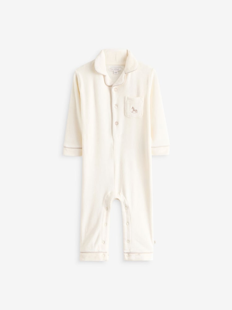 The Little Tailor Baby Luxury Soft Touch Velour Christmas Onsie Rompersuit - Image 3 of 3 The Little Tailor Baby Luxury Soft Touch Velour Christmas Onsie Rompersuit - Image 3 of 3