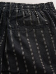 Black/White Regular Tapered Fit Cotton Linen Striped Trousers - Image 11 of 11