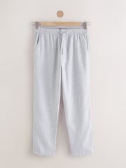 Light Grey Regular Tapered Fit Textured Linen Cotton Elasticated Drawstring Trousers - Image 8 of 12