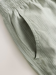 Sage Green/Khaki Regular Tapered Fit Cotton Linen Striped Trousers - Image 10 of 10