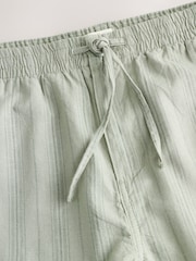 Sage Green/Khaki Regular Tapered Fit Cotton Linen Striped Trousers - Image 8 of 10