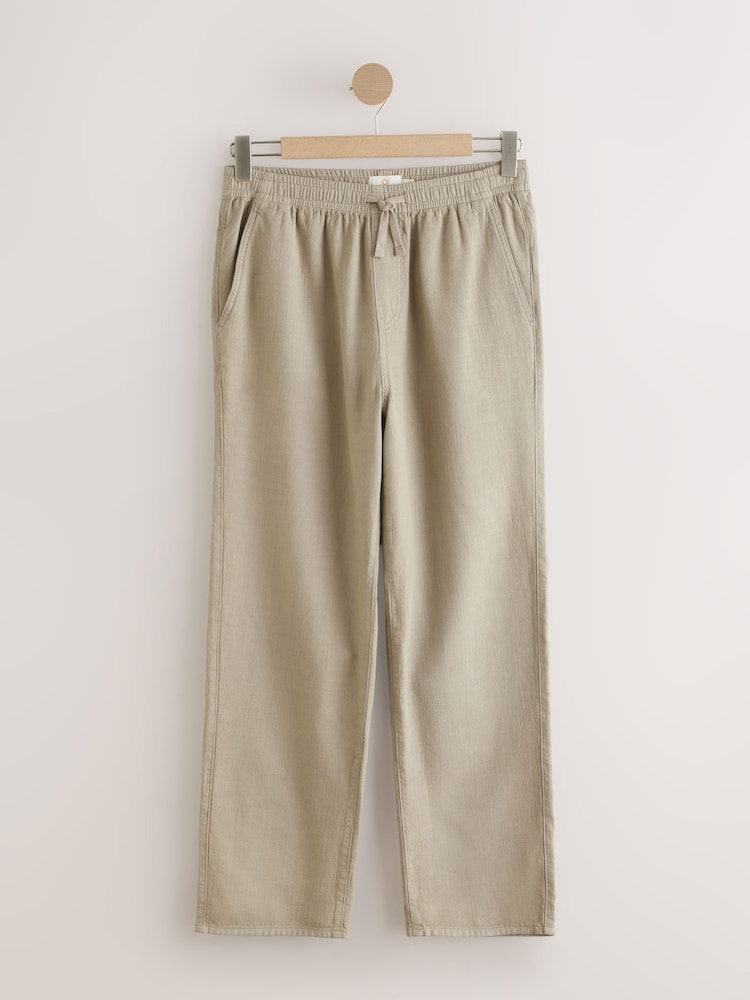 Stone Textured Elasticated Waist 100% Cotton Trousers - Image 1 of 11