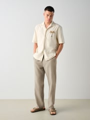 Stone Textured Elasticated Waist 100% Cotton Trousers - Image 2 of 11
