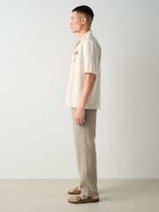 Stone Textured Elasticated Waist 100% Cotton Trousers - Image 3 of 11