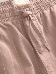 Pink/White Regular Tapered Fit Cotton Linen Striped Trousers - Image 3 of 4