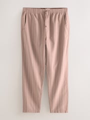 Pink/White Regular Tapered Fit Cotton Linen Striped Trousers - Image 8 of 10