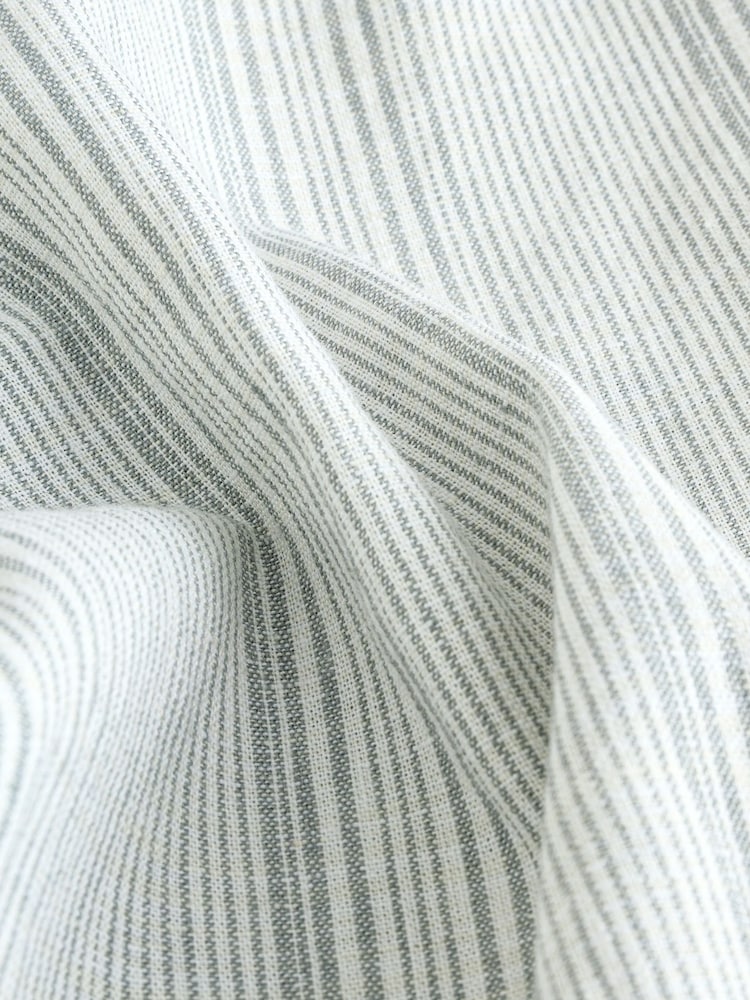 Green/Ecru Relaxed Fit Cotton Linen Striped Trousers - Image 9 of 12