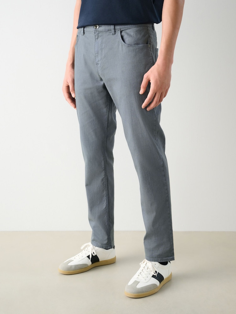 Blue Slate 5 Pocket Cotton Linen Trousers - Image 1 of 10
