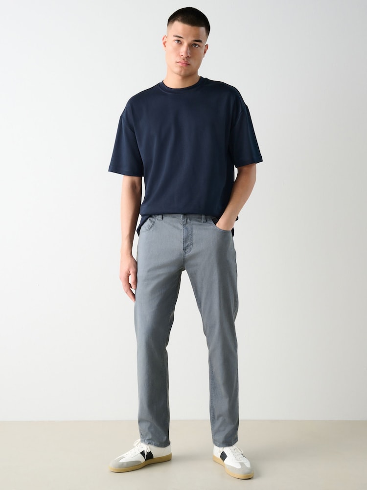Blue Slate 5 Pocket Cotton Linen Trousers - Image 2 of 10