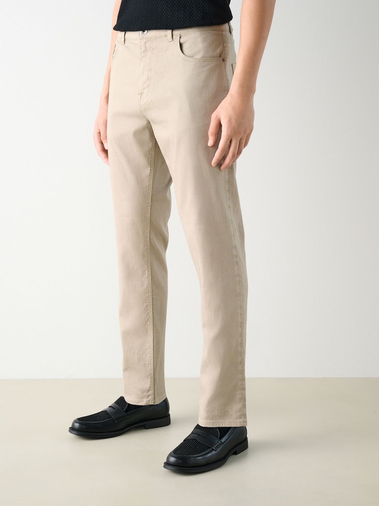 Stone 5 Pocket Cotton Linen Trousers - Image 1 of 9