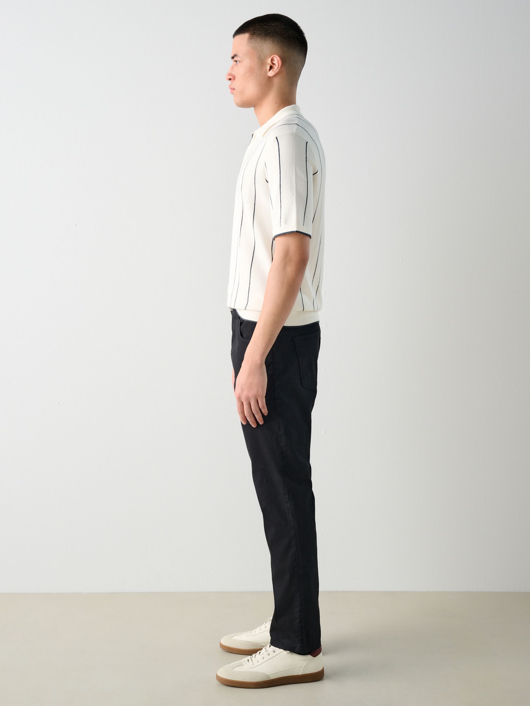 Buy Black 5 Pocket Cotton Linen Trousers from Next Romania