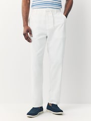 White Regular Tapered Fit Linen Cotton Chino Trousers - Image 1 of 10