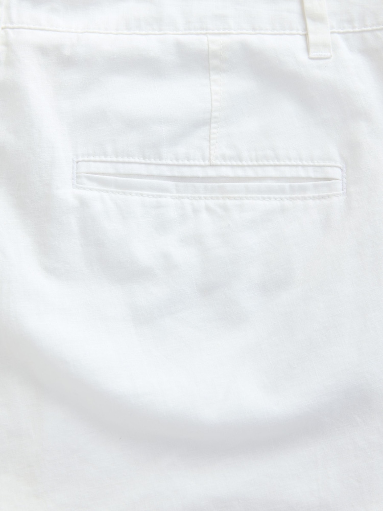 White Regular Tapered Fit Linen Cotton Chino Trousers - Image 10 of 10
