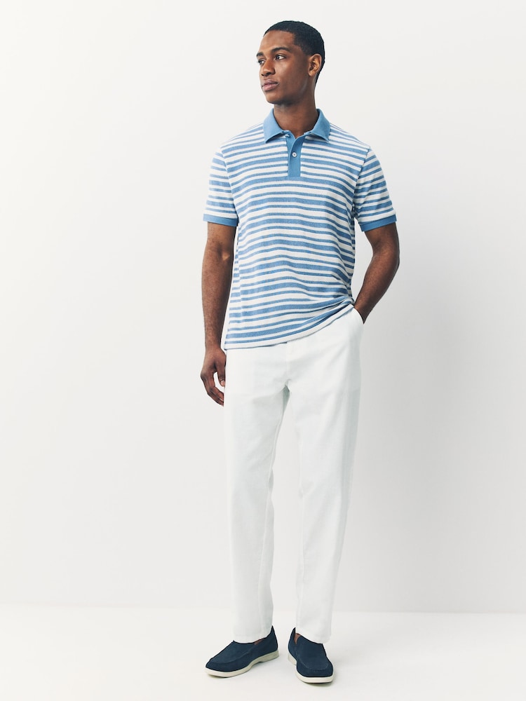 White Regular Tapered Fit Linen Cotton Chino Trousers - Image 2 of 10