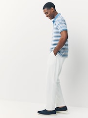 White Regular Tapered Fit Linen Cotton Chino Trousers - Image 3 of 10