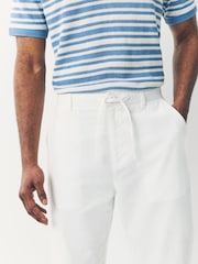 White Regular Tapered Fit Linen Cotton Chino Trousers - Image 4 of 10