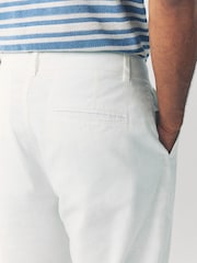 White Regular Tapered Fit Linen Cotton Chino Trousers - Image 5 of 10