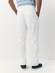 White Regular Tapered Fit Linen Cotton Chino Trousers - Image 6 of 10