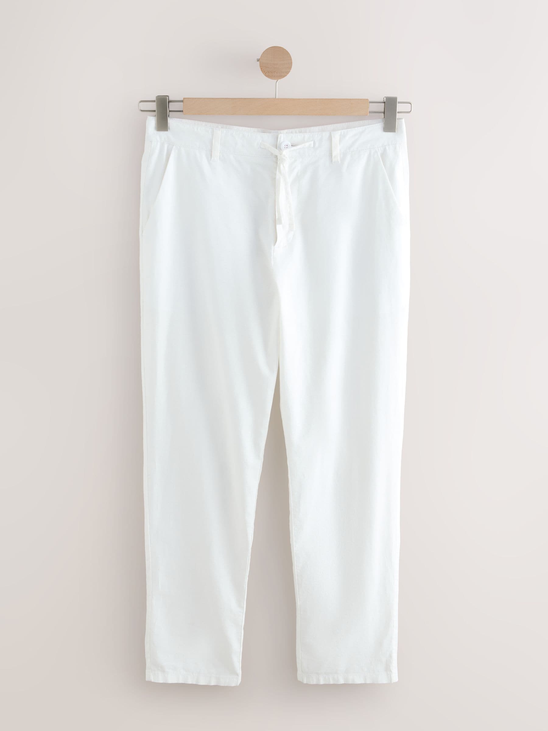 Linen cotton trousers White パンツ Buy White Regular Tapered Fit Linen Cotton Chino Trousers
