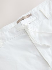 White Regular Tapered Fit Linen Cotton Chino Trousers - Image 8 of 10