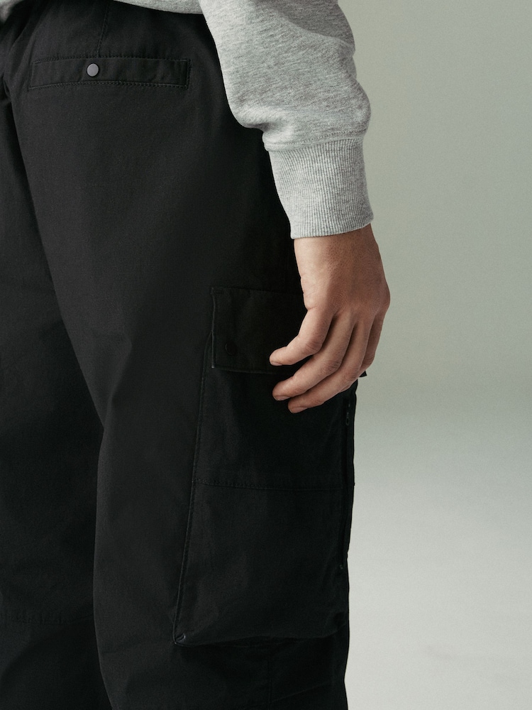 Black Regular Tapered Fit Tech Stretch Utility Cargo Trousers - Image 5 of 9