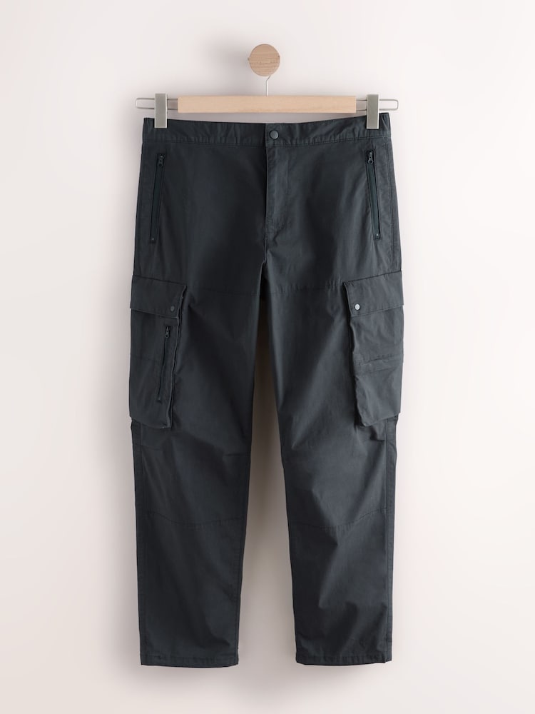 Black Regular Tapered Fit Tech Stretch Utility Cargo Trousers - Image 6 of 9