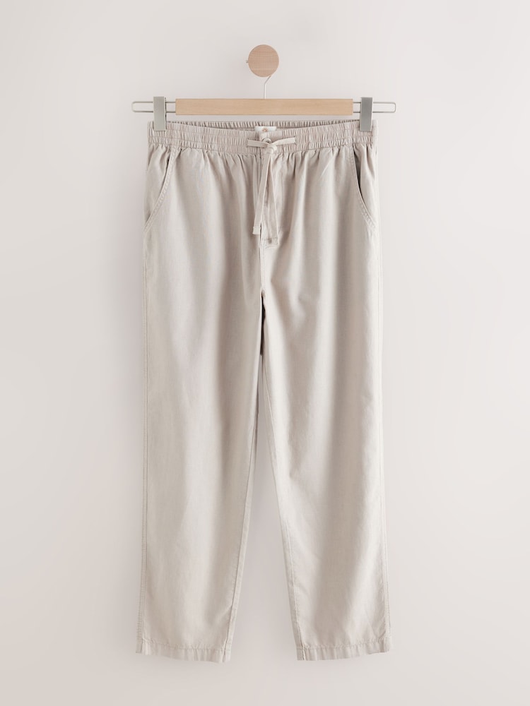 Natural Regular Tapered Fit Linen Cotton Chino Trousers - Image 8 of 10