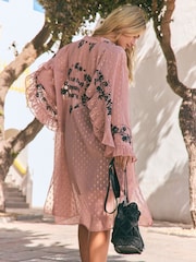 Rockett St George Embroidered Long Line Kimono - Bild 3 von 6