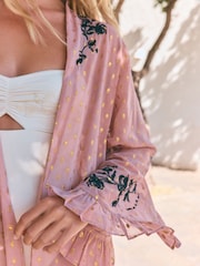 Rockett St George Embroidered Long Line Kimono - Bild 6 von 6