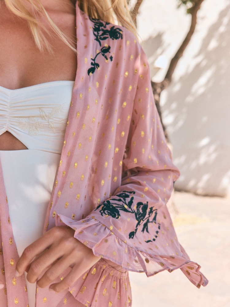 Rockett St George Embroidered Long Line Kimono - Bild 6 von 6