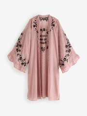 Rockett St George Pink Embroidered Long Line Kimono - Image 8 of 11