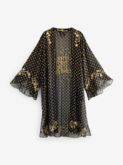 Rockett St George Black Embroidered Long Line Kimono - Image 10 of 11