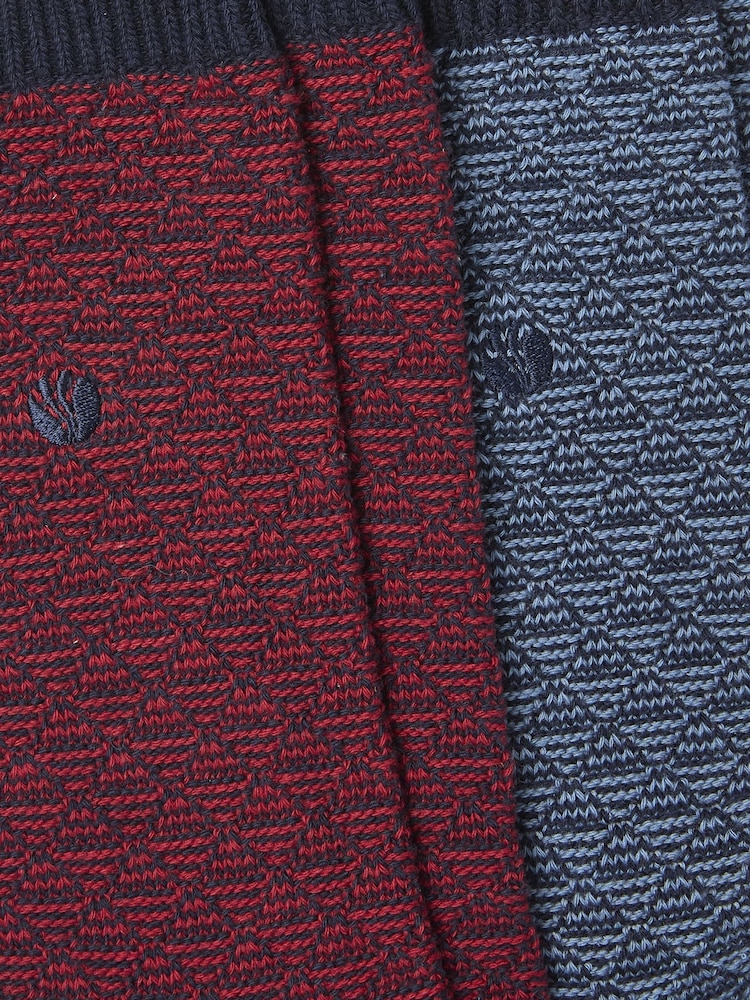 FatFace Nathan Red Geo Socks 2 Pack - Image 2 of 2