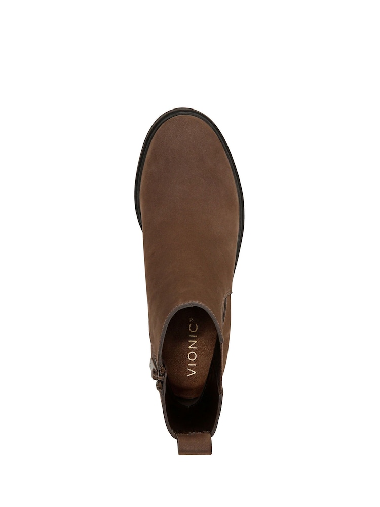 Vionic Truckee Wide Fit Block Heel Leather Ankle Boots - Image 6 of 10