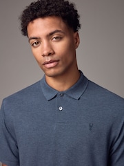 Denim Marl Regular Fit Short Sleeve Pique Polo Shirt - Image 4 of 9