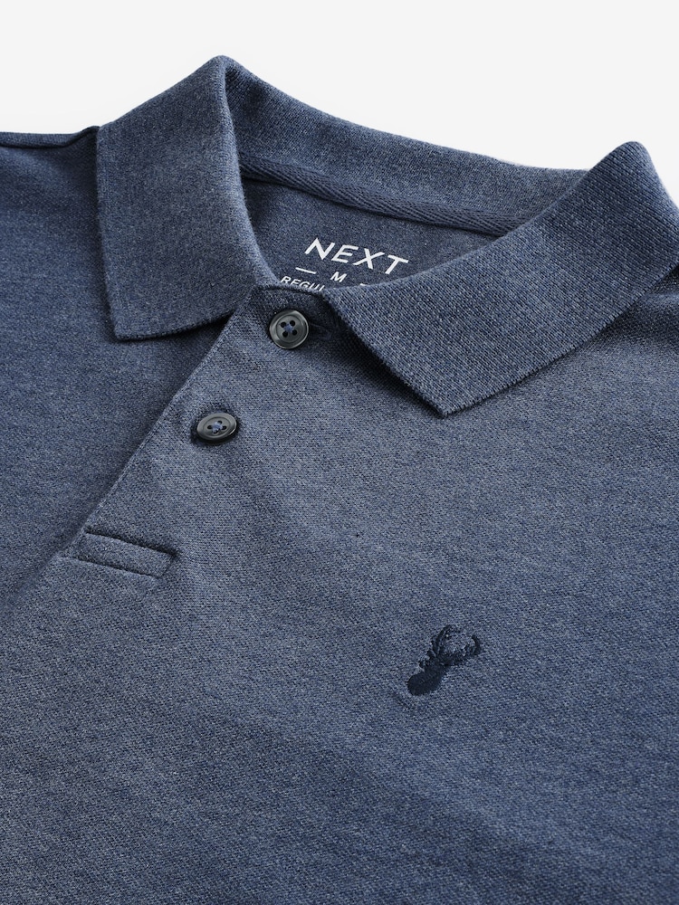 Denim Marl Regular Fit Short Sleeve Pique Polo Shirt - Image 9 of 9