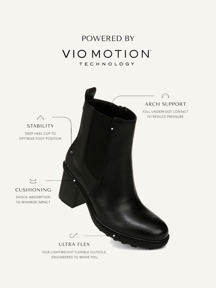Vionic Truckee Wide Fit Block Heel Leather Ankle Boots - Image 9 of 10